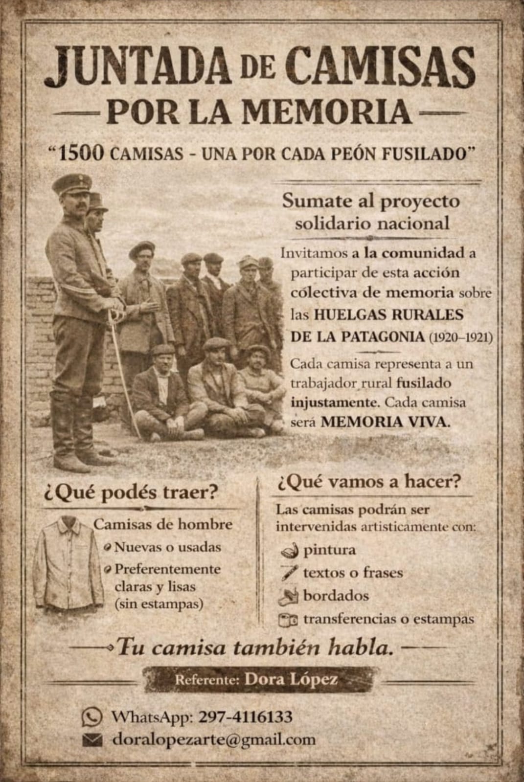 Mil quinientas camisas por la memoria: recuerdo vivo de las huelgas patagónicas